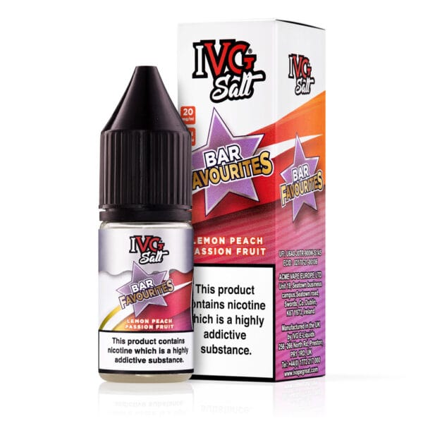 Lemon Peach Passion Fruit Nic Salt E-Liquid by IVG Bar Favourites