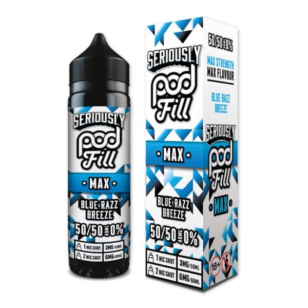 Blue Razz Breeze Shortfill E-Liquid by Seriously Pod Fill Max 40ml
