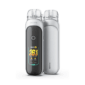 Ice Silver Aspire Pixo Pod Kit shown front and back with its clear refillable pod and brushed body panel