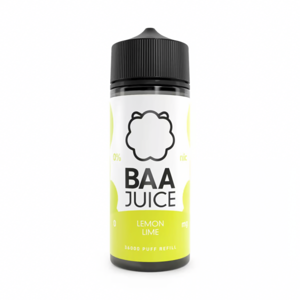 Lemon Lime Shortfill E-Liquid by Baa Juice 100ml Lemon Lime Shortfill E-Liquid by Baa Juice 100ml bottle with yellow and green citrus label artwork.