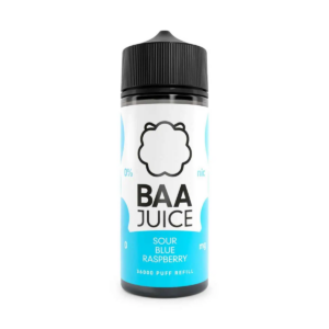 Sour Blue Raspberry Shortfill E-Liquid by Baa Juice 100ml bottle with deep blue sour sweet label.