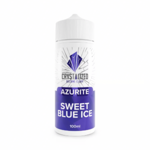 Azurite - Sweet Blue Ice Shortfill E-Liquid by Crystalized 100ml bottle, indigo label with gem logo.