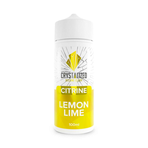 Citrine - Lemon Lime Shortfill E-Liquid by Crystalized 100ml Citrine - Lemon Lime Shortfill E-Liquid by Crystalized 100ml bottle, yellow label with crystal logo.