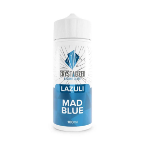 Lazuli - Mad Blue Shortfill E-Liquid by Crystalized 100ml bottle, blue label with faceted gem logo.