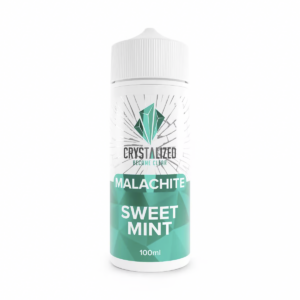 Malachite - Sweet Mint Shortfill E-Liquid by Crystalized 100ml bottle, green label with crystal logo.