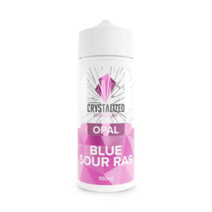 Opal - Blue Sour Raspberry Shortfill E-Liquid by Crystalized 100ml bottle, pink label with gem logo.