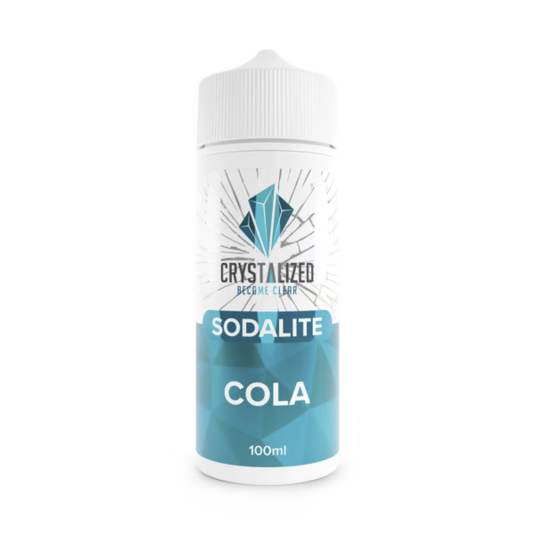 Sodalite - Cola Shortfill E-Liquid by Crystalized 100ml Sodalite - Cola Shortfill E-Liquid by Crystalized 100ml bottle, teal label with faceted gem logo.