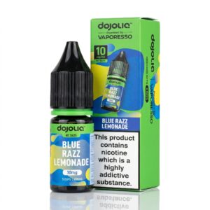 10ml bottle of Blue Razz Lemonade Nic Salt E-Liquid by Dojoliq with bright blue label artwork and Dojoliq branding.