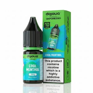 10ml bottle of Cool Menthol Nic Salt E-Liquid by Dojoliq with icy blue and white label artwork and Dojoliq branding.
