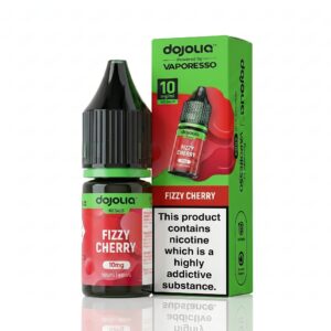 10ml bottle of Fizzy Cherry Nic Salt E-Liquid by Dojoliq showing bright red cherry label artwork and Dojoliq branding.
