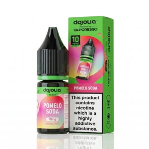 10ml bottle of Pomelo Soda Nic Salt E-Liquid by Dojoliq, flavour name and nicotine strength shown on the label.