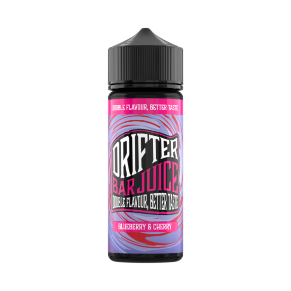 Blueberry & Cherry Shortfill E-Liquid by Drifter Bar Juice 100ml Blueberry & Cherry Shortfill E-Liquid by Drifter Bar Juice 100ml bottle pictured front on with its berry label.