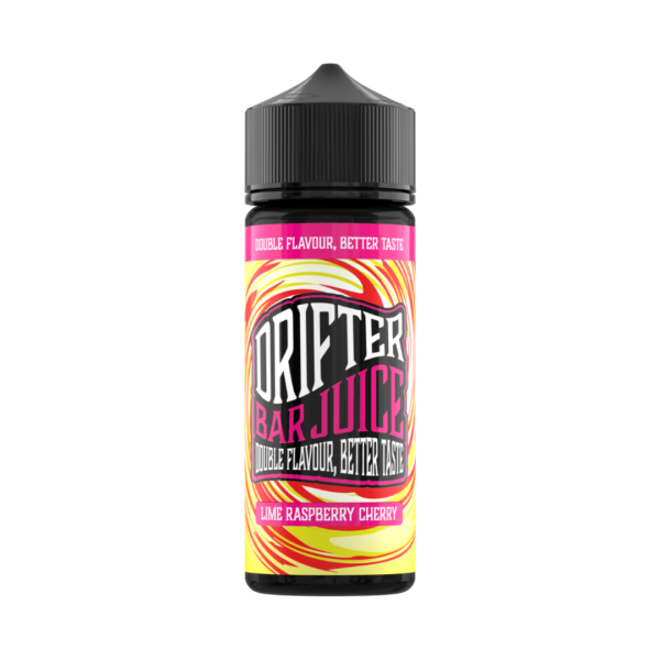 Lime Raspberry Cherry Shortfill E-Liquid by Drifter Bar Juice 100ml Lime Raspberry Cherry Shortfill E-Liquid by Drifter Bar Juice 100ml bottle upright, label facing the camera.