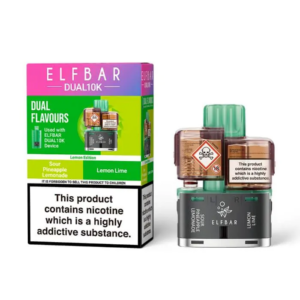 Lemon Edition Prefilled Pod by Elf Bar Dual 10K in its sealed retail pack, with the yellow citrus flavour artwork