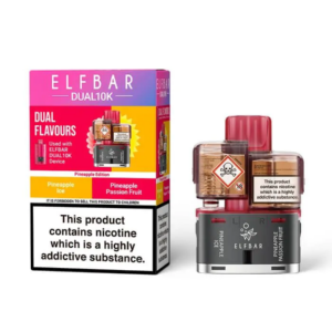 Pineapple Edition Prefilled Pod by Elf Bar Dual 10K shown in its sealed pack with the tropical flavour artwork