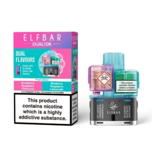 Purple Edition Prefilled Pod by Elf Bar Dual 10K in its sealed pack, showing the purple mixed berry artwork