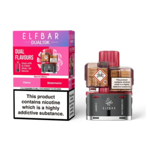 Special Edition Prefilled Pod by Elf Bar Dual 10K shown sealed in its pack with the flavour name on the front