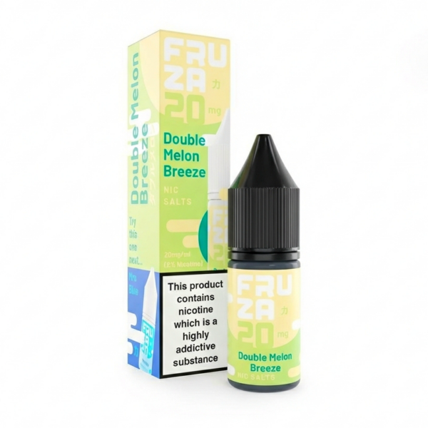 Double Melon Breeze Nic Salt E-Liquid by Fruza 10ml bottle of Double Melon Breeze Nic Salt E-Liquid by Fruza shown front on with its pale green label.