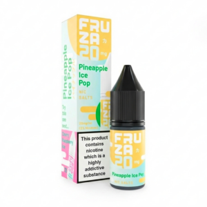 10ml bottle of Pineapple Ice Pop Nic Salt E-Liquid by Fruza, showing the yellow lolly label artwork.