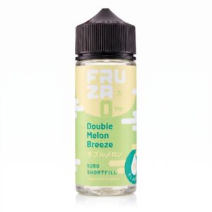 Double Melon Breeze Shortfill E-Liquid by Fruza 100ml bottle shown front on with its green melon label.