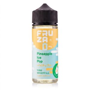Front of the Pineapple Ice Pop Shortfill E-Liquid by Fruza 100ml bottle, showing the tropical label artwork.