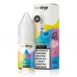 10ml bottle of Gummy Bear Nic Salt by Bar Drop, showing the colourful sweet-themed label artwork.