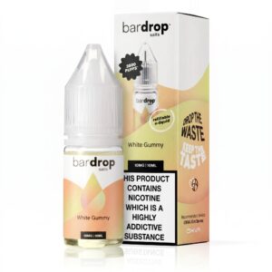 10ml bottle of White Gummy Nic Salt E-Liquid by Bar Drop shown front on, with the flavour name on the label.