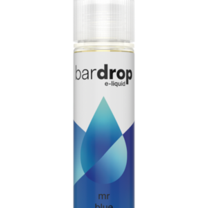 Mr Blue Shortfill E-Liquid by Bar Drop 50ml bottle front on, blue label artwork with Bar Drop branding.