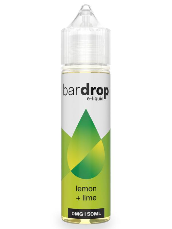 Lemon Lime Shortfill E-Liquid by Bar Drop 50ml Lemon Lime Shortfill E-Liquid by Bar Drop 50ml bottle front on, showing the yellow and green citrus label.