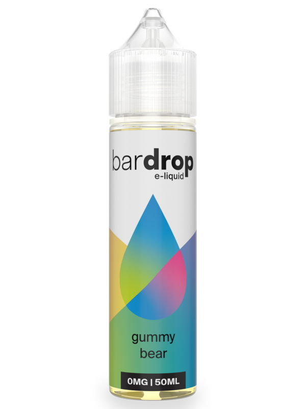 Gummy Bear Shortfill E-Liquid by Bar Drop 50ml Gummy Bear Shortfill E-Liquid by Bar Drop 50ml bottle front on, showing the sweet-themed label and brand logo.