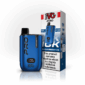 Blue IVG Pro Prefilled Pod Kit with the Blue Raspberry Ice pod fitted and the battery percentage screen lit.