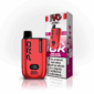 Red IVG Pro Prefilled Pod Kit holding the Red Sour Raspberry pod, shown alongside its printed retail box.