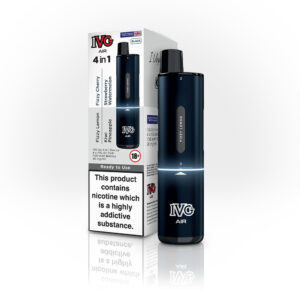 IVG Air 2400 Prefilled Pod Kit in a dark gloss finish, standing beside its white IVG Air retail box.