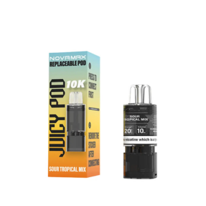 Sour Tropical Mix Prefilled Pod Refill Pack by Juicy Pod Novamax 10K, sealed replacement pods ready to fit