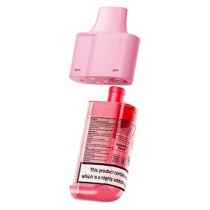 Raspberry Peach Prefilled Pod Refill Pack by Lost Mary BM6000 shown alongside the sealed pod and refill bottle.