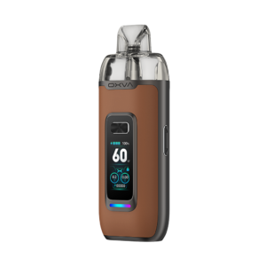 OXVA VPrime Pod Kit shown upright from the front with the 0.96-inch colour screen facing the camera.