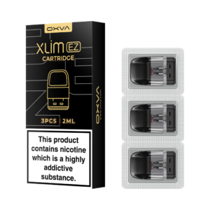 Three OXVA Xlim EZ Replacement Pods from the 3 Pack, showing the mesh coil through the clear body.