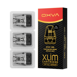 OXVA Xlim SS Replacement Pods 3 Pack shown upright, with the mesh coil visible through the clear pod body.