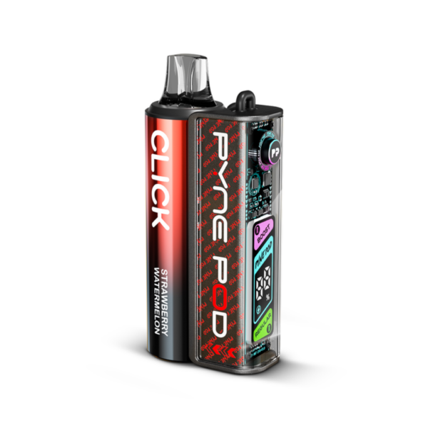 Pyne Pod Click 50K Vape Kit Pyne Pod Click 50K Vape Kit in red, with the digital screen and its boost and regular mode markings