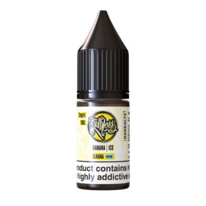Front view of a 10ml bottle of B.nana On Ice Nic Salt E-Liquid by Ruthless Bar Saltz