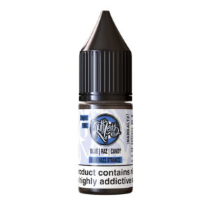 10ml bottle of Blue Razz Strawzz Nic Salt E-Liquid by Ruthless Bar Saltz, shown upright