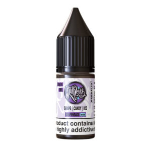 10ml bottle of Grapeheads On Ice Nic Salt E-Liquid by Ruthless Bar Saltz, photographed front-on