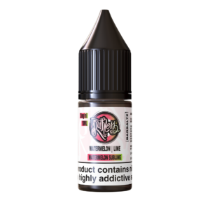 10ml bottle of Watermelon Sublime Nic Salt E-Liquid by Ruthless Bar Saltz with green and pink melon artwork.