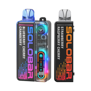 Front view of the Solobar Boost 30K Prefilled Pod Kit, a pre-filled big puff vape device with Solobar branding.