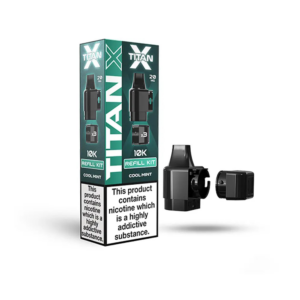 Cool Mint Prefilled Pod Refill Kit by Titan X in green and white packaging with pod and refill bottle.