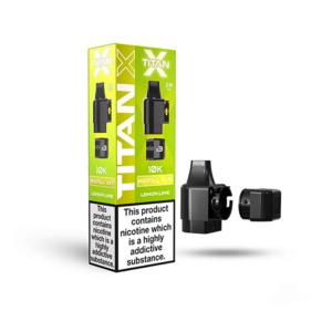 Lemon Lime Prefilled Pod Refill Kit by Titan X in yellow and green packaging with pod and refill bottle.