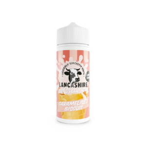 Caramelised Biscuit Shortfill E-Liquid by the Lancashire Ice Creamery 100ml bottle with front label.