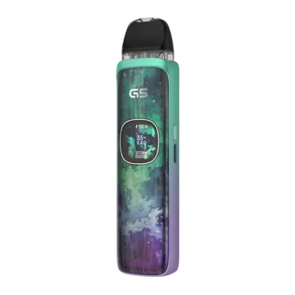 Uwell Caliburn G5 Pod Kit Uwell Caliburn G5 Pod Kit in Mystic Forest, green and purple artwork with the pod seated in the top.