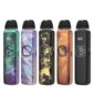 Five finishes of the Uwell Caliburn G5 Pod Kit lined up together, from Mystic Forest to Black Carbon.