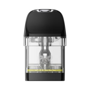 Uwell Caliburn GPP Alpha Replacement Pods, clear tank and built-in mesh coil, with a yellow band at the base.